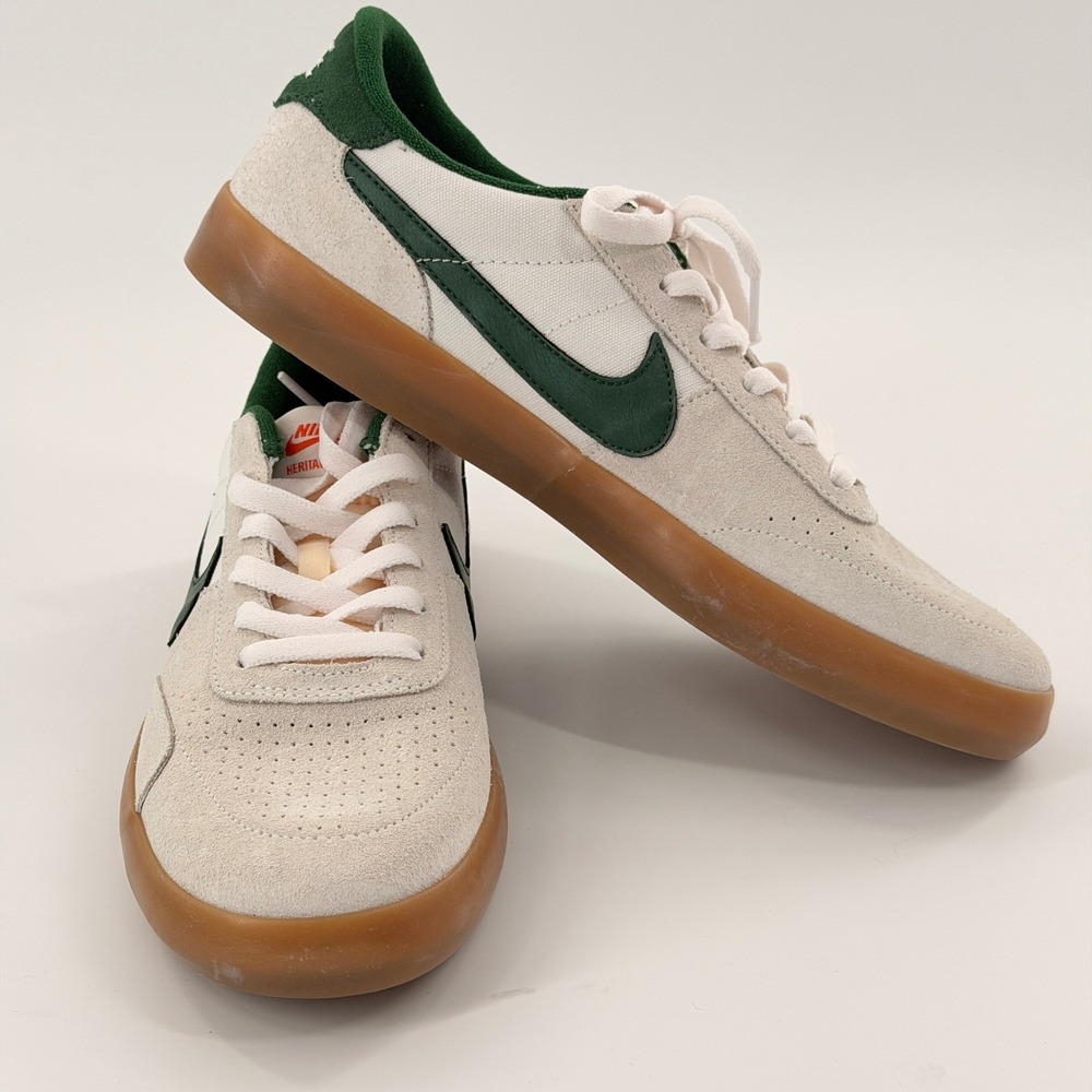 Nike SB Heritage Vulc Shoes Mens 9.5 Sail Gorge Green Skate Streetwear CD5010104